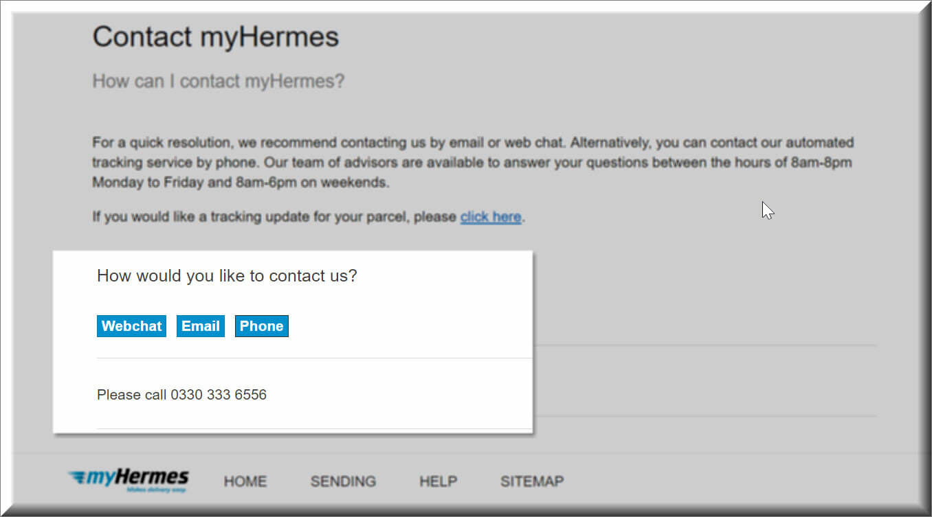 Live chat hermes Hermes Contact